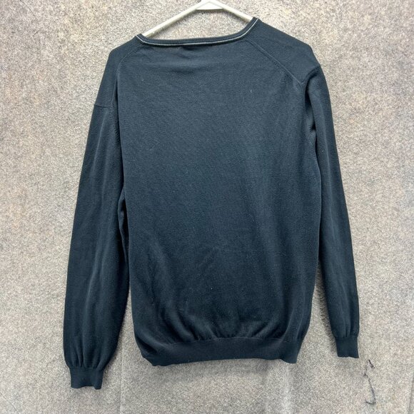 Ermenegildo Zegna Pullover Sweater Men Large Black Crewneck Wool Luxury Italian - Picture 2 of 10